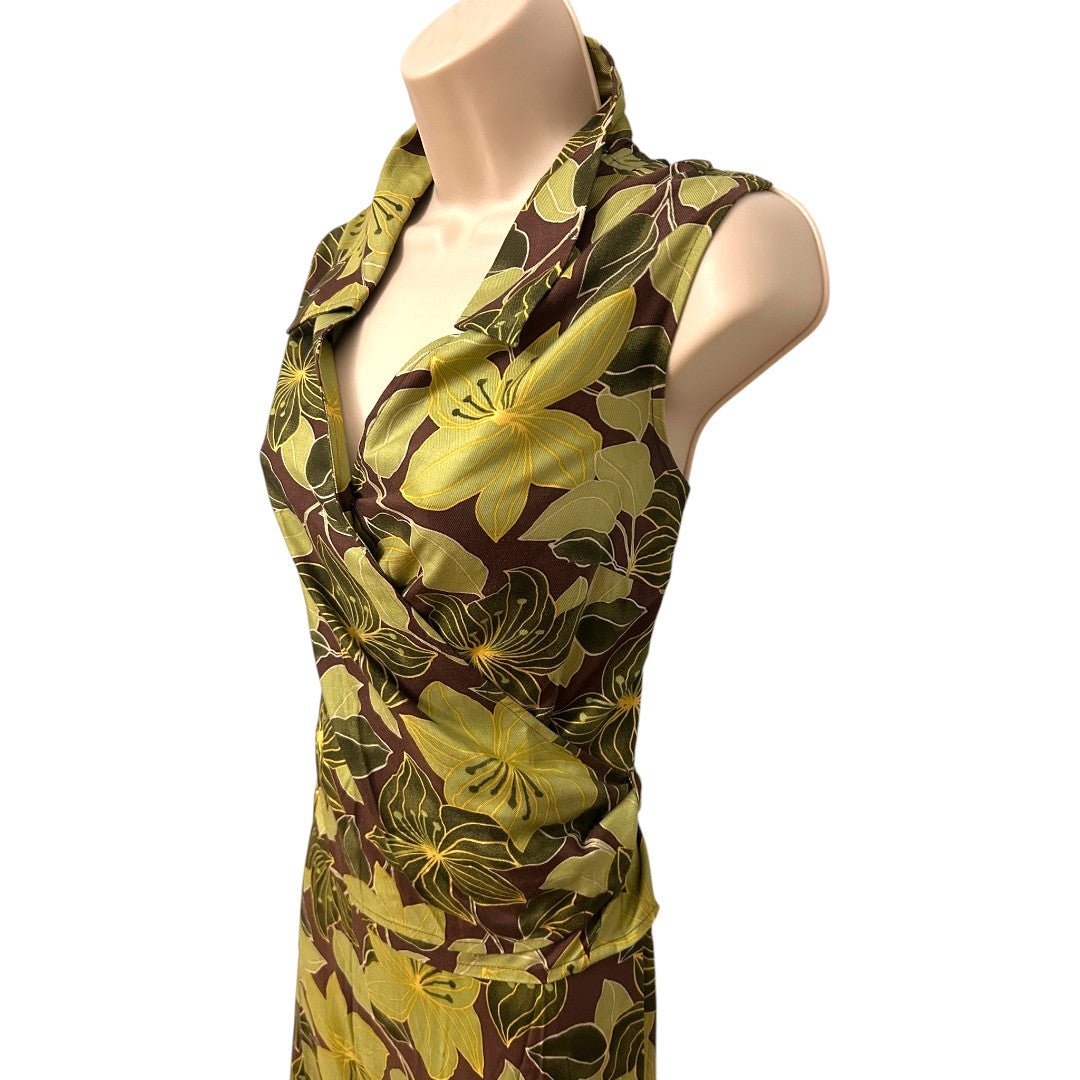 Vintage JONES WEAR SPORT Sleeveless Wrap Floral Two Piece Outfit - Haute Poppy