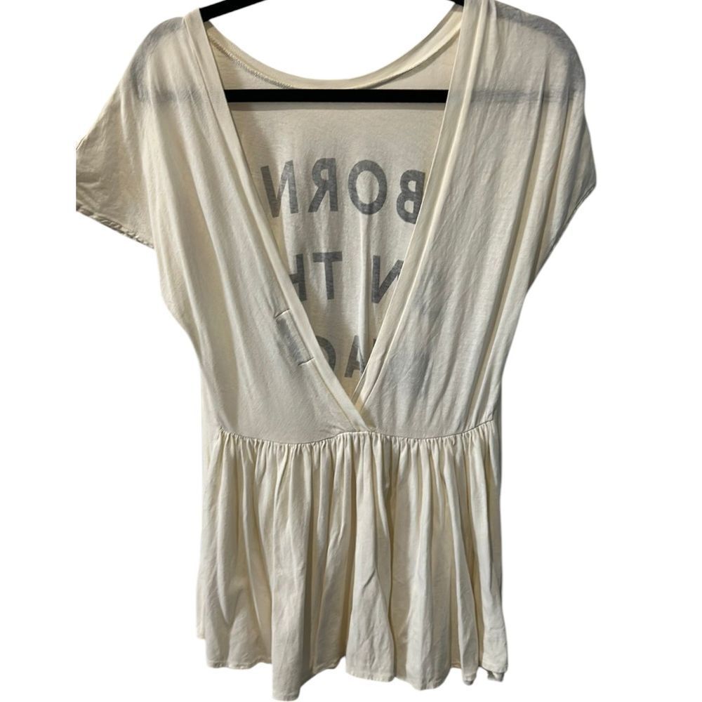 Wildfox Beach Ruffle V Back Tee - Haute Poppy