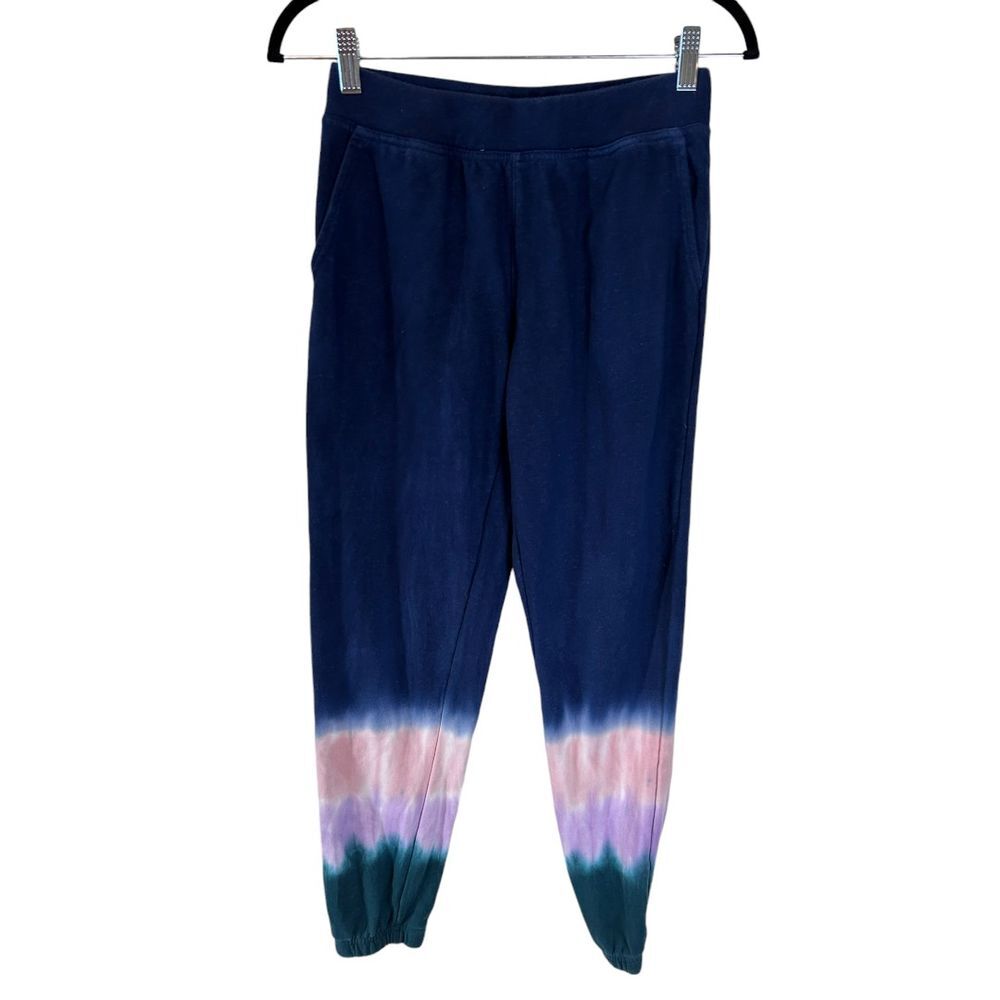 Wildfox Tie Dye Jogger Sweatpants Navy Pink Purple Casual Lounge Pants - Haute Poppy